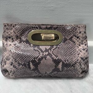 Michael Kors Snakeskin Python Embossed Leather Berkley Clutch Handbag Purse
